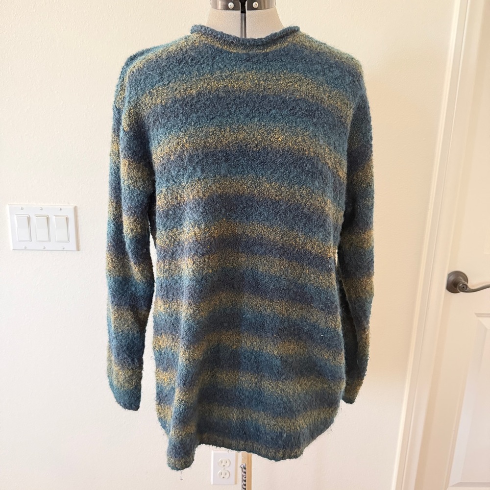 Vintage Chaus Sport Sweater Acrylic Wool Blend Blue Gold Size M